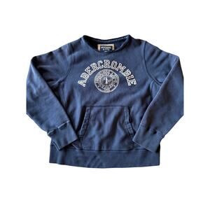Vtg 90’s Abercrombie & Fitch Felt Logo Reverse Weave Faded Navy M Sweatshirt